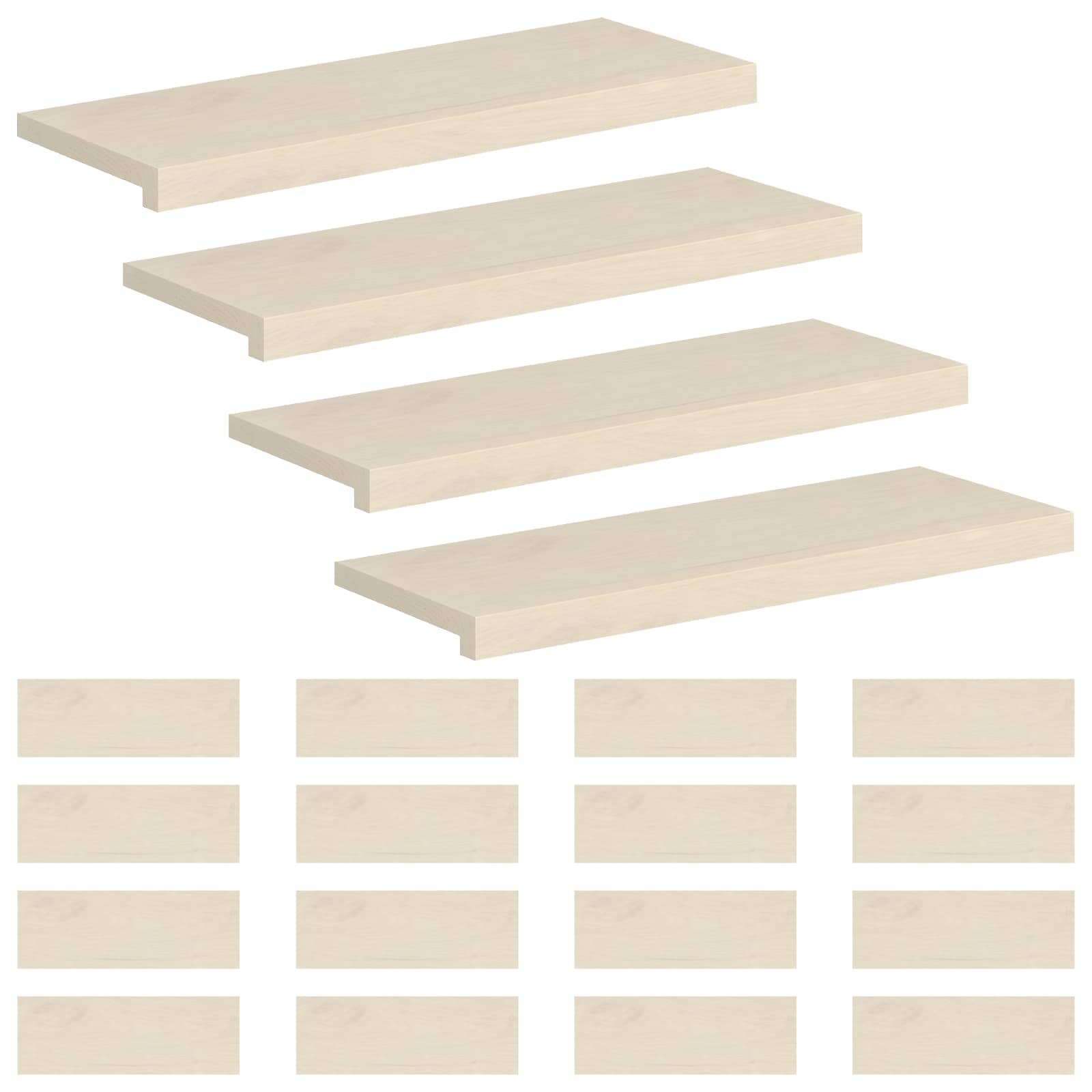 Stufenmatten 20 Stk. 80 X 25 X 2 Cm Weiß Massivholz Eiche Vidaxl
