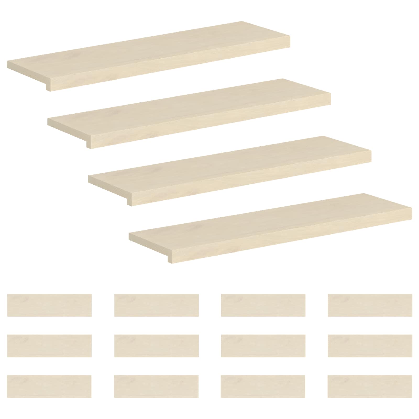 Stufenmatten 16 Stk. 90 X 30 X 2 Cm Weiß Massivholz Eiche Vidaxl