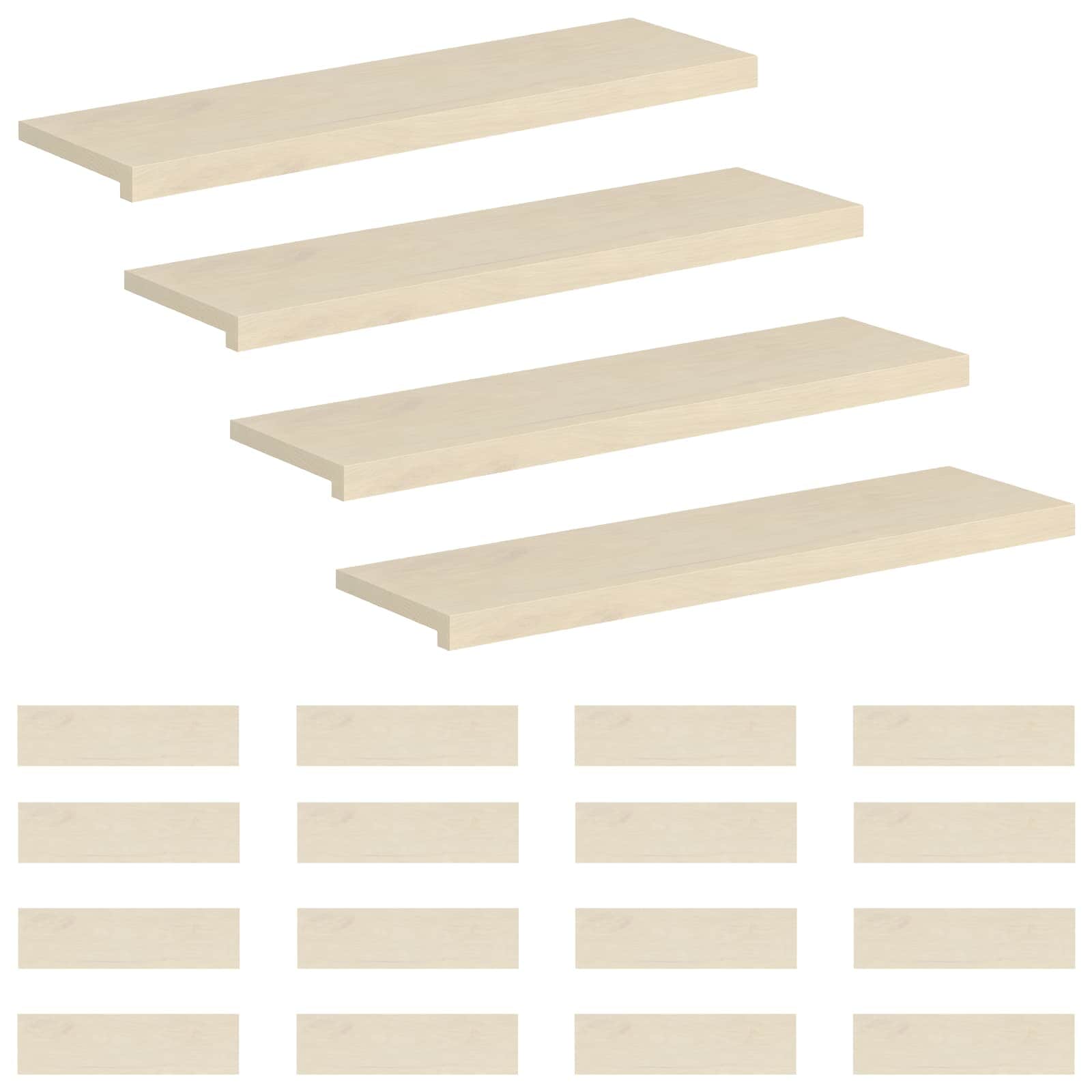 Stufenmatten 20 Stk. 90 X 30 X 2 Cm Weiß Massivholz Eiche Vidaxl