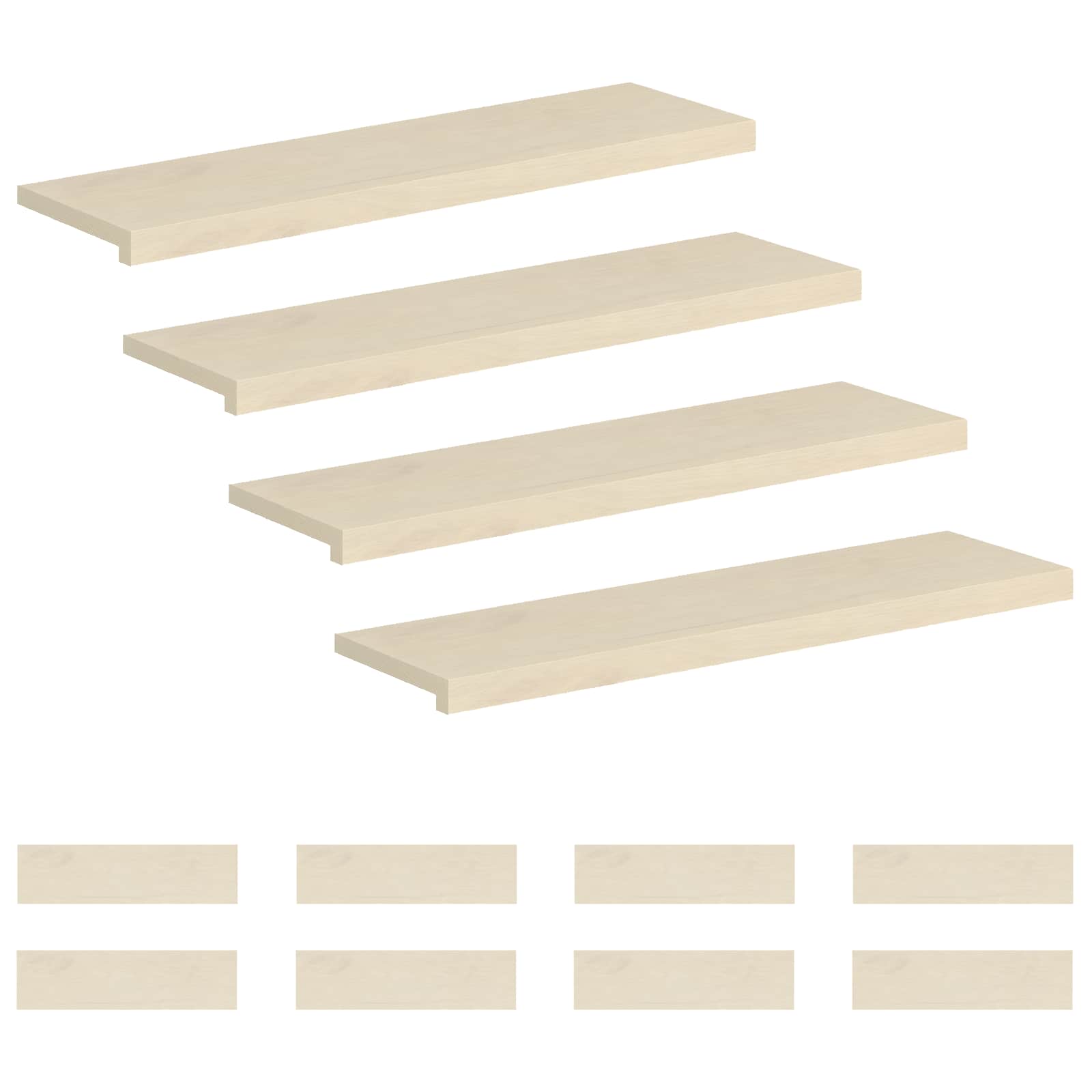 Stufenmatten 12 Stk. 90 X 30 X 2 Cm Weiß Massivholz Eiche Vidaxl