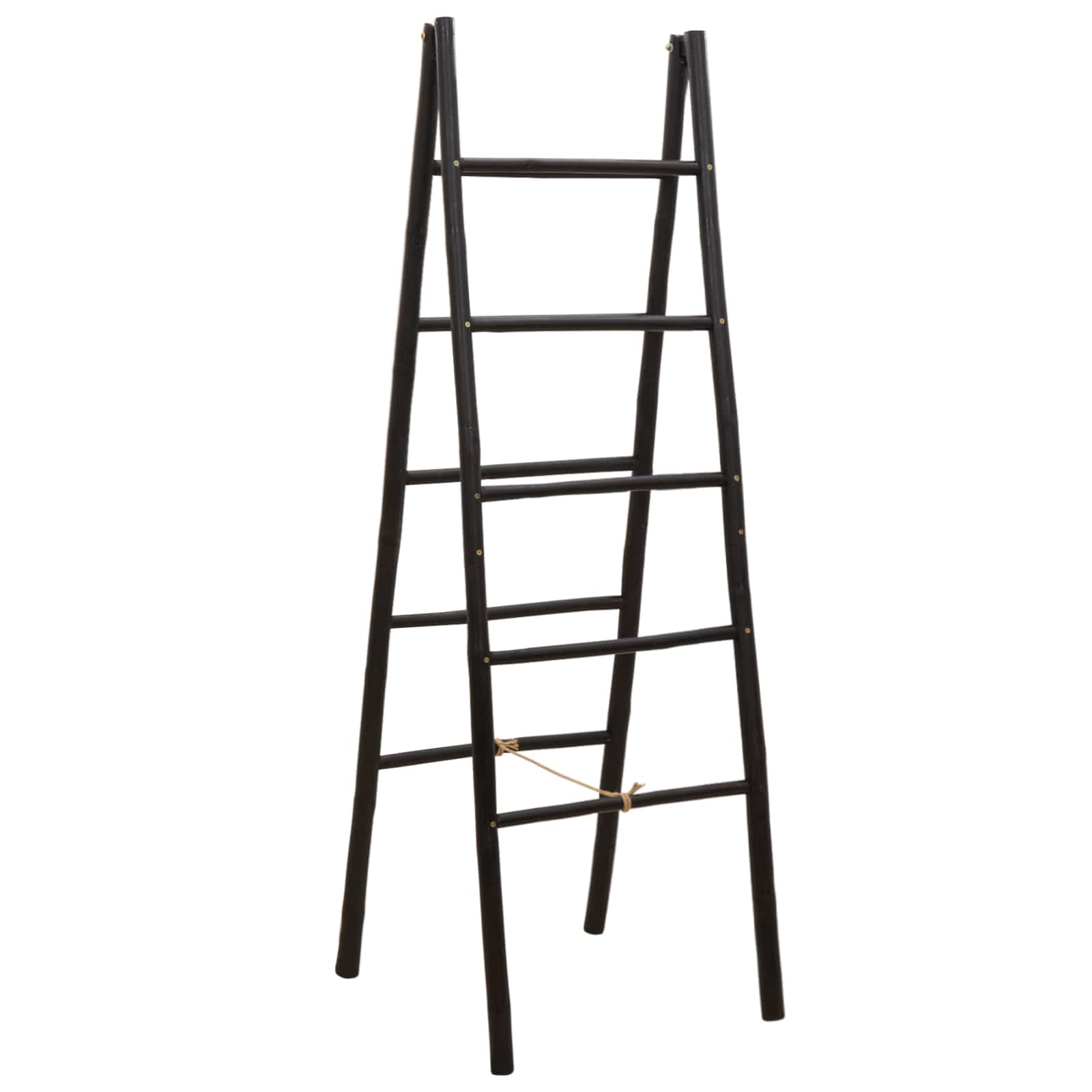Doppel-handtuchleiter Schwarz 50 X 50 X 159 Cm Bambus Vidaxl