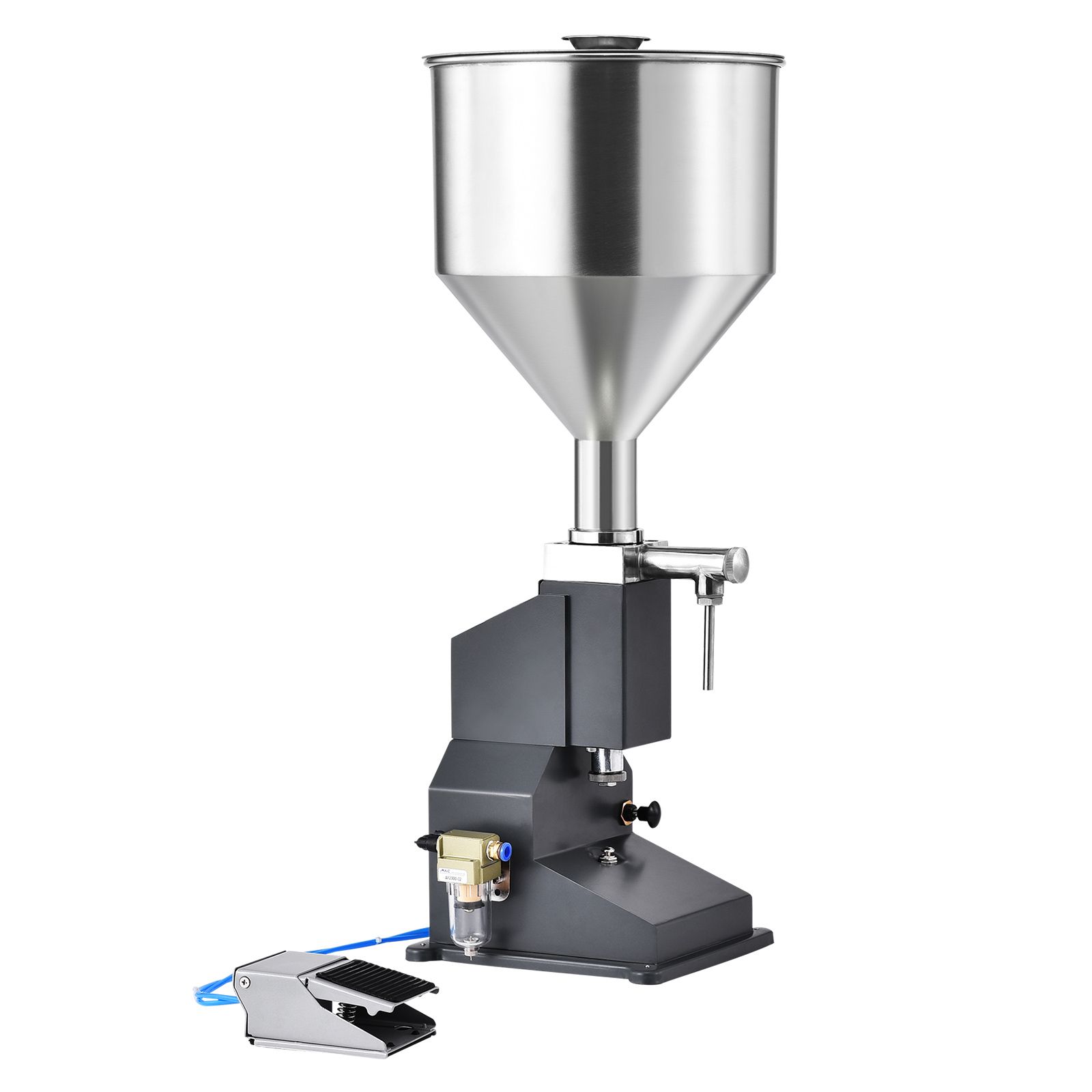 Pneumatische Abfüllmaschine 5-50ml, Edelstahl Mit Fußpedal, Für Flüssigkeiten (wasser, Milch, Saft, Öle, Kosmetika).