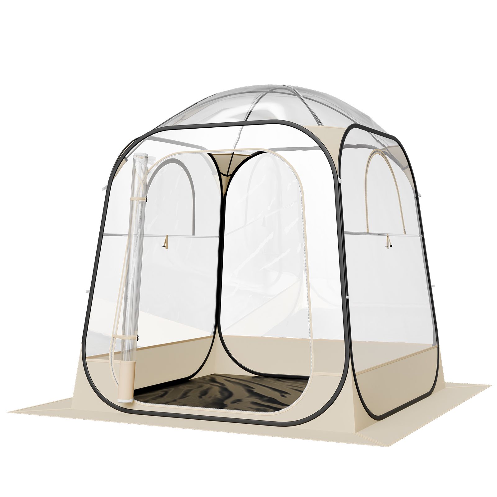 Pop-up-sportzelt, 1,6 X 1,6 M, Transparente Kuppel Für 2–4 Personen, Wasserdicht Mit Bodenplane Und Dach, Ideal Für Garten, Veranstaltungen Und Angeln.