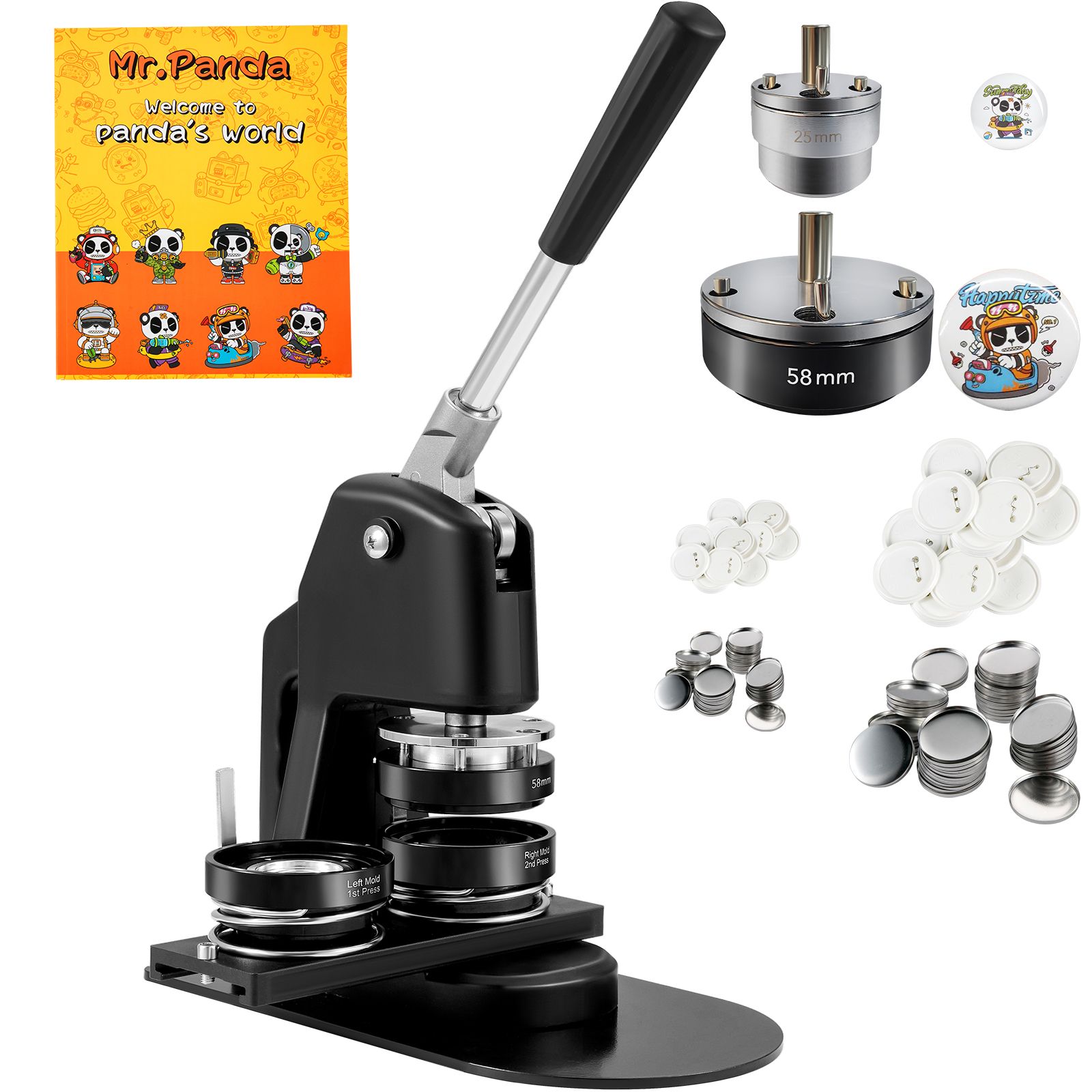 Buttonmaschine Für Verschiedene Formate (1 Und 2,25 Zoll), Button-press-set, Bastelset Für Kinder, Mit 500 Teilen Und Kreisschneider