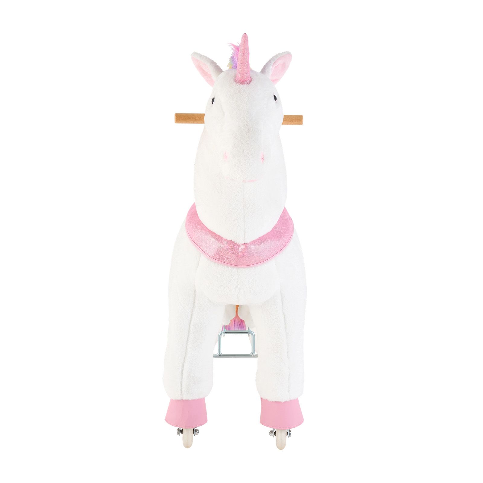 Schaukelpferd Für Kinder, Einhorn-spielzeug Auf Rädern, Keine Batterien Erforderlich, Leichtgängige Räder Mit Rücklaufsperre, Erhöhter Sitz, Stabile Griffe Und Pedale, Maximale Belastung 80 Kg, Ab 6 J