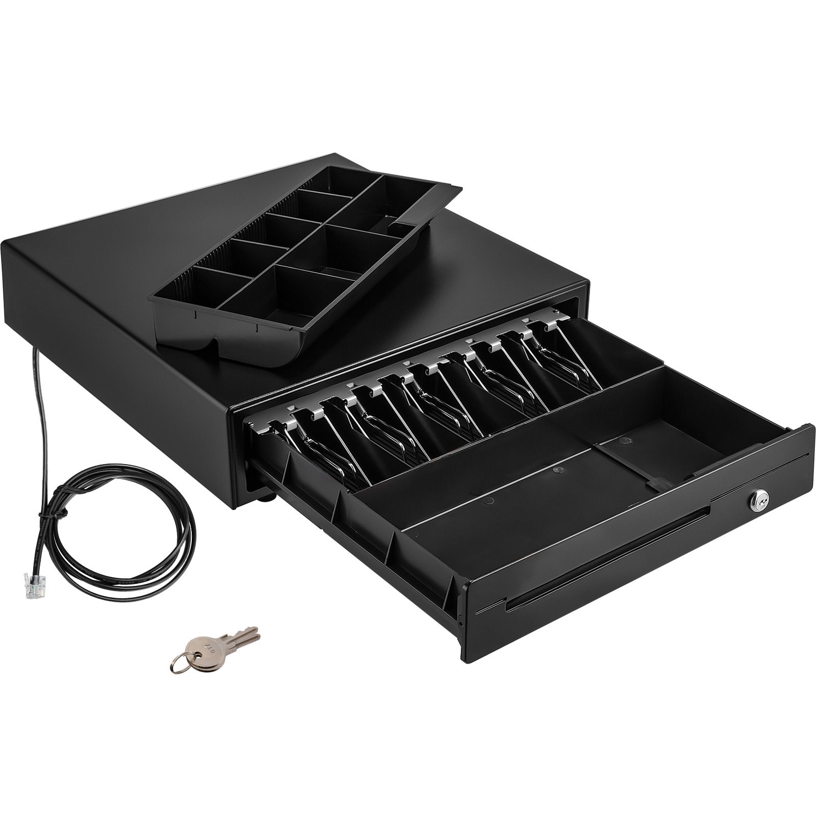 Kassenschublade 40,6 Cm 12v, 5 Geldscheinfächer Und 8 Münzfächer, Herausnehmbare Münzablage, 2 Schlüssel Im Lieferumfang Enthalten, Rj11/rj12-kabel Für Supermarkt, Bar, Café, Restaurant (118 Zeichen)
