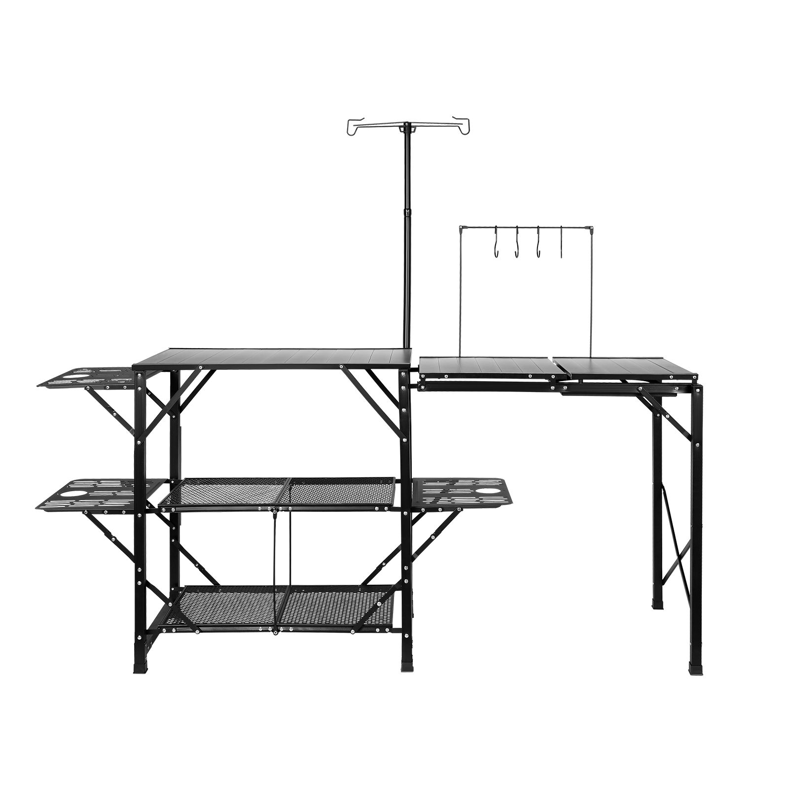 Klappbarer Campingtisch Mit Abnehmbarem Spülbecken, 3 Beistelltischen, 2 Ablagen, Leichtem Aluminium, Inklusive Tragetasche, Für Picknicks, Grillabende Und Outdoor-aktivitäten