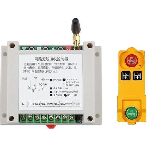 Interrupteur De Télécommande Sans Fil Universel Ac220v-380v À Double Canal 433mhz, Compatible Avec Les Barrières De Circulation À Commande Motorisée D'Usine.