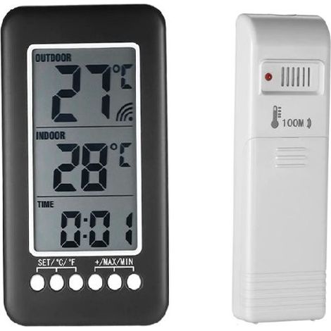 Memkey – Thermomètre Intérieur Et Extérieur Sans Fil 2 En 1 – Affichage Lcd – Plage De -30 °c À 70 °c – Transmetteur Jusqu'à 100m