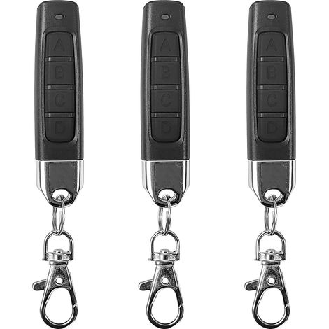 Télécommande Universelle Pour Porte De Garage (lot De 3), Porte-clés De Garage Sans Fil À Quatre Boutons Noirs.