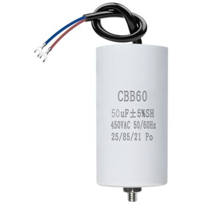 Cbb60 450v 50µf 50/60hz Kondensator Mit M8-anschlüssen, Anlaufkondensator Für Motoren, Poolpumpen Und Holzspalter, 50x106mm