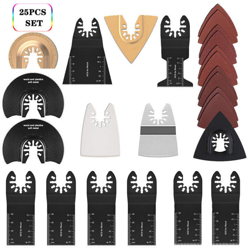 25-teiliges Multifunktions-sägeblatt-zubehörset, Universal-sägeblatt Für Oszillierende Werkzeuge, Kompatibel Mit Fein Multimaster, Dremel, Bosch, Makita, Dewalt