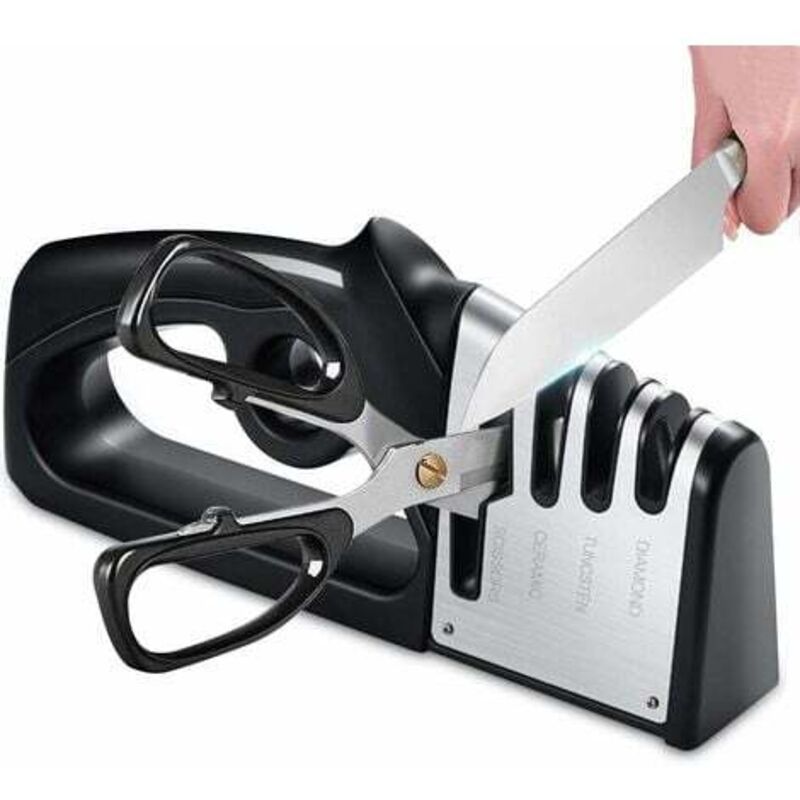 Professioneller 4-in-1 Messer- Und Scherenschärfer Mit Rutschfester Basis Für Edelstahl Und Keramik