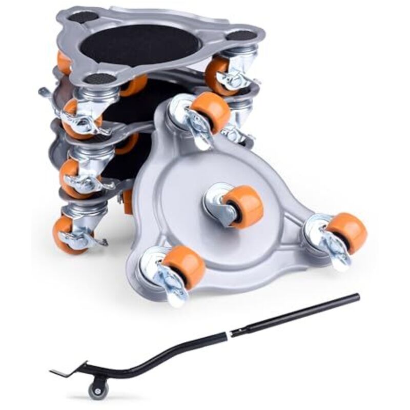 Schwerlast-möbelrollensatz, 400 Kg Tragkraft, Mit Hebemechanismus Und 360°-schwenkrollen Mit Bremse, Zum Bewegen Von Möbeln, Kühlschränken Und Waschmaschinen