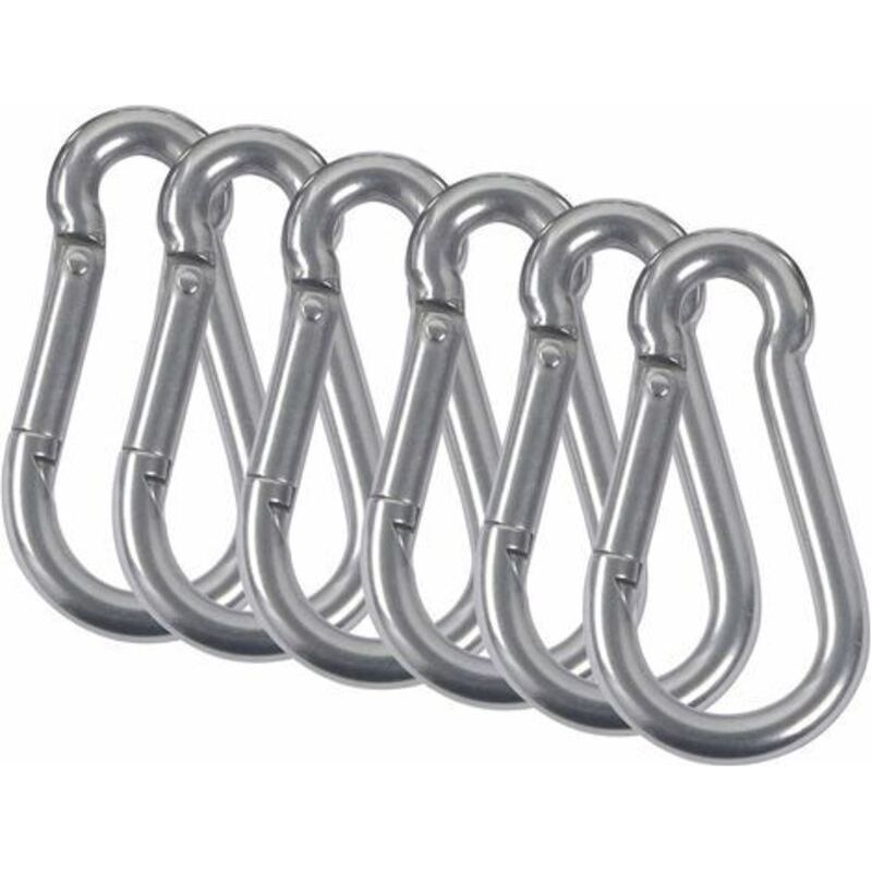 6x 304 Edelstahl-federkarabiner, Sicherheitskarabiner Für Feuerwehrleute, Camping, Wandern, Hängematten Und Schaukeln