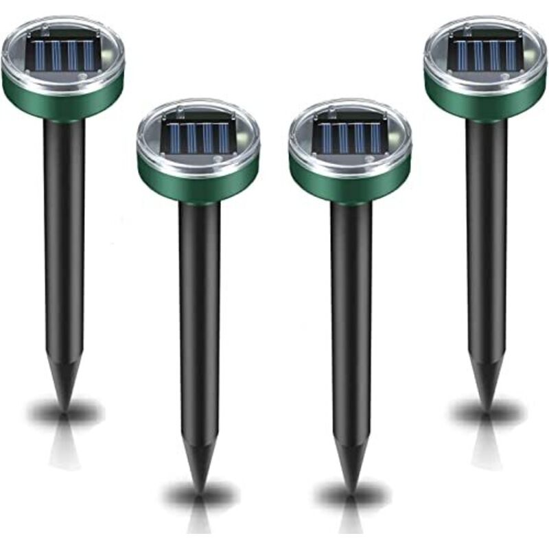 Professionelles Maulwurfsabwehrgerät, 4er-pack, Wühlmausabwehrgerät, Ultraschall, Solarbetrieben