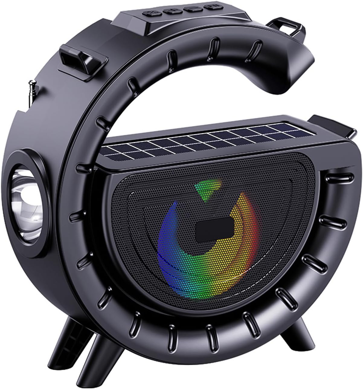 Solarbetriebener Bluetooth-lautsprecher, Tragbares Radio In G-form Mit Led-licht, Ideal Für Partys Im Freien Und In Innenräumen, Camping Und Wandern.