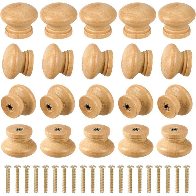 20 Unbehandelte, Runde Schubladengriffe Aus Holz, 2,7 Cm Mini-griffe Für Möbel, Kommoden Und Kleiderschränke