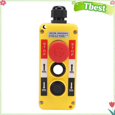 Contrôleur De Palan De Grue, Interrupteur À Bouton Poussoir, Télécommande Industrielle À 2 Touches Avec Arrêt D'Urgence Pour