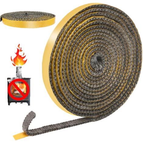 4 M Selbstklebende Kamineinsatzdichtung, Glasfaserdichtungen, Türdichtung Für Holzöfen, Kamine, Holzbackofentüren, Hitzebeständig Bis 600 Grad Celsius (3 Mm X 15 Mm X 4 M)