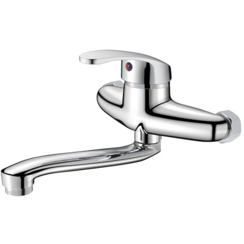 Wandmontierte Küchenarmatur, Warm- Und Kaltwassermischer, 360° Schwenkbarer Auslauf, Chrom (20 Cm)