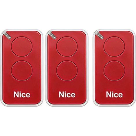 Lot De 3 Télécommandes Pour Nice Inti2b 433.92mhz, 2 Canal, Pour Systèmes D'Automatisation De Portails Et De Garages, Couleur Rouge