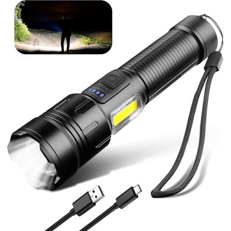 1000–1200 Lumen Ultrahelle Cob-led-taschenlampe – Usb-aufladbar – 3 Modi – Tragbar – Ipx4 Wasserdicht – Für Den Außenbereich