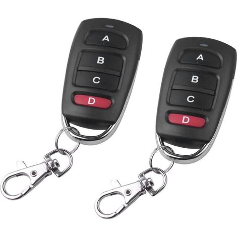 Telecommande Porte Garage - 433 Mhz - Copie Fixe - 4 Boutons - Pour Portails Électriques Et Portes De Garage - 2 Pièces