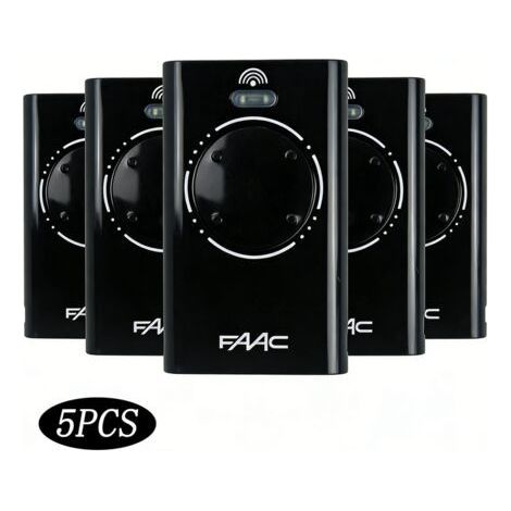 5 Pièces Télécommande Copiable Compatible Faac Xt4 868 Noir - Portail Automatique Garage