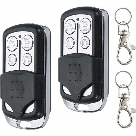 Télécommande Universelle Portail Garage 433 Mhz 4 Canaux Duplicateur Code Fixe 2pcs Compatible Multibrand