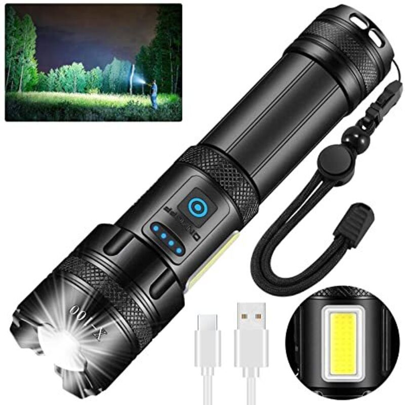 Extrem Leistungsstarke Led-taschenlampe, 1.000.000 Lumen, Wiederaufladbar, Wasserdicht (ipx7), 7 Leuchtmodi, Cob-technologie, Ideal Für Camping, Wandern Und Notfälle