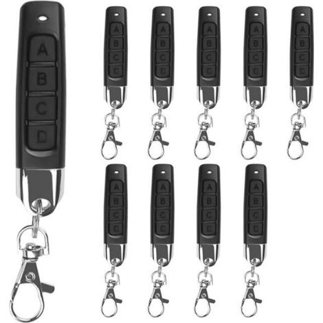 10 Pièces 433 Mhz Duplicateur De Télécommande 4 Boutons Clé De Voiture Ouvre Porte De Garage Code De Clonage Avec Porte Clés Pour