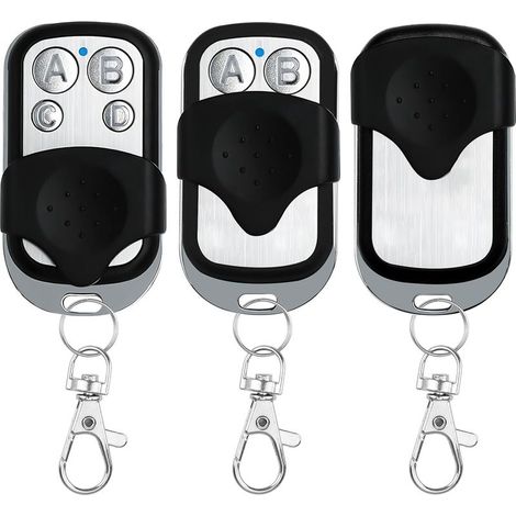 3pcs Telecommande Universelle Portail, 433,92 Mhz Télécommande Garage Sans Fil À 4 Boutons, Bip Portail Universelle Avec Couvercle Coulissant Porte Clés Pour Porte Garage Électrique