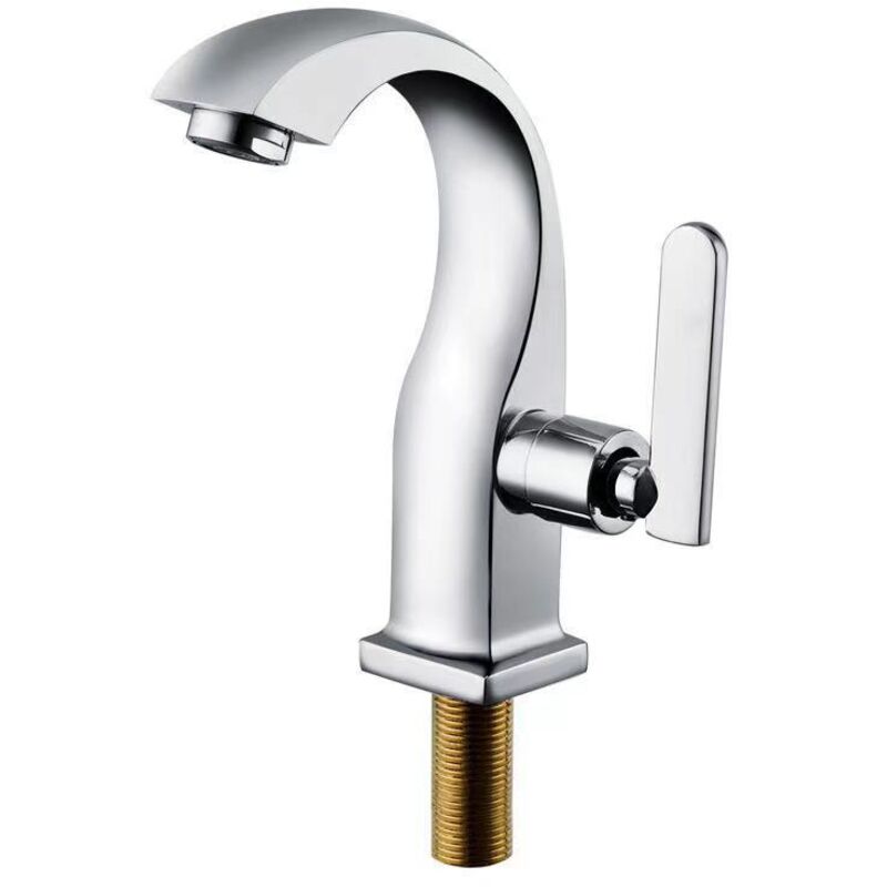 Einzelner Kaltwasserhahn Aus Chrom Für Badezimmerwaschbecken, Einhebelmischer Aus Kupfer, Auslauf Für Waschbecken Und Badewanne, Wohn- Und Gartenaccessoires