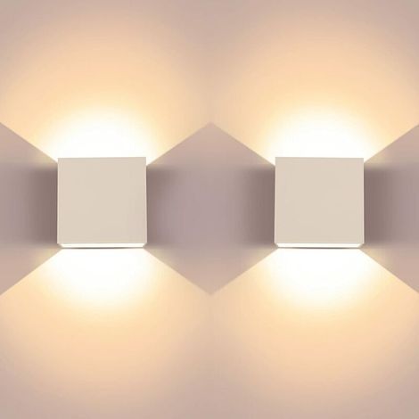 Amxcnoy 2er-pack 6-w-led-wandleuchten, Quadratische Aluminium-wandleuchten Mit Ober- Und Unterseite, Warmweißes Licht (3000 K), Ideal Für Wohnzimmer, Schlafzimmer, Flur Und Esszimmer, Energieklasse