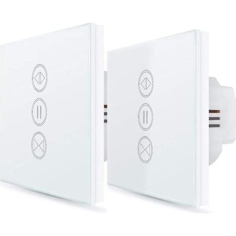 Pack De 2 Interrupteurs De Volet Roulant Connectés – Contrôle Vocal Wifi – Compatible Avec Alexa Et Google Home – Programmation Horaire