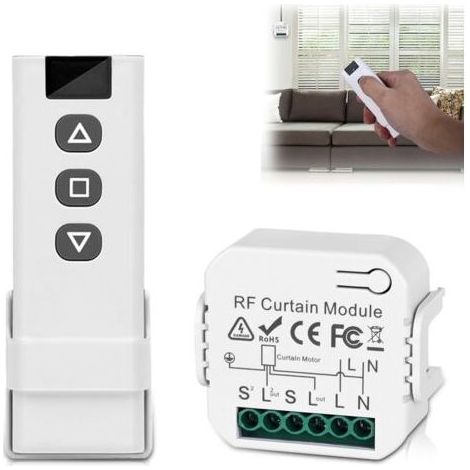 Kit De Commande Pour Moteur De Volet Roulant - Télécommande Rf + Récepteur - Portée 100m - Interrupteur Radio