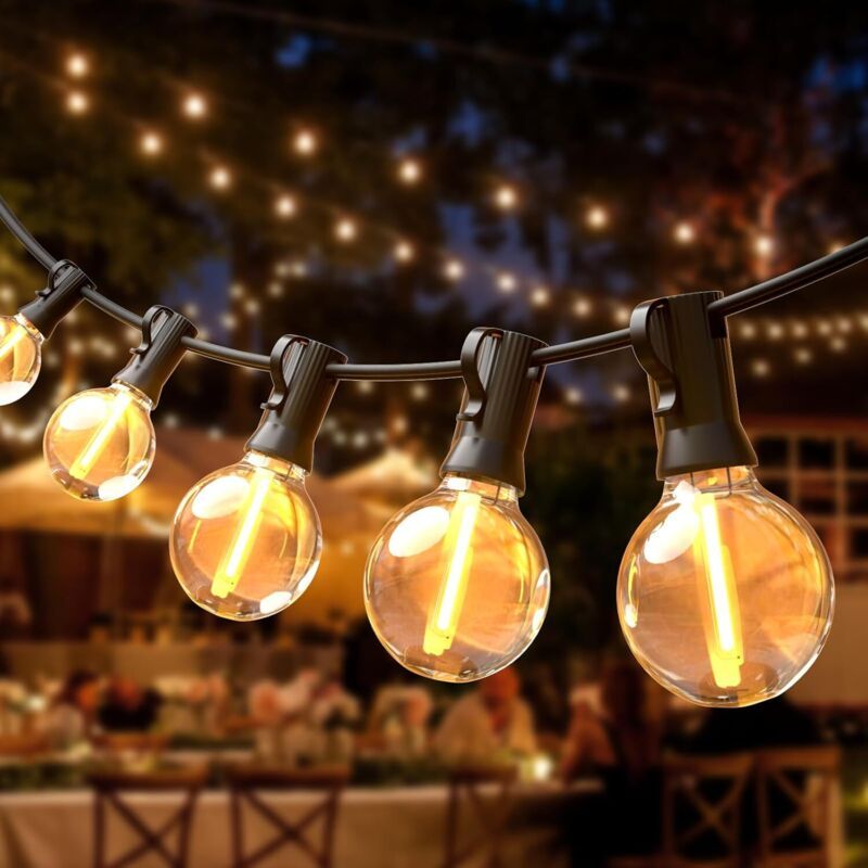 7,5 M Lange Lichterkette Für Den Außenbereich Mit 25 Hellen Glühbirnen (inkl. 2 Ersatzbirnen), Verbindbar, Wasserdicht (ip44), Warmweißes Licht Für Garten, Terrasse, Hochzeit Und Pergola