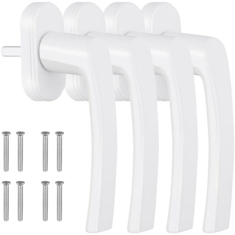 Weiße Fenstergriffe, 4er-set, Aluminium-fensterschloss, Terrassentürgriff Ohne Zylinder, 35 Mm Stiftlänge, Mit Schrauben