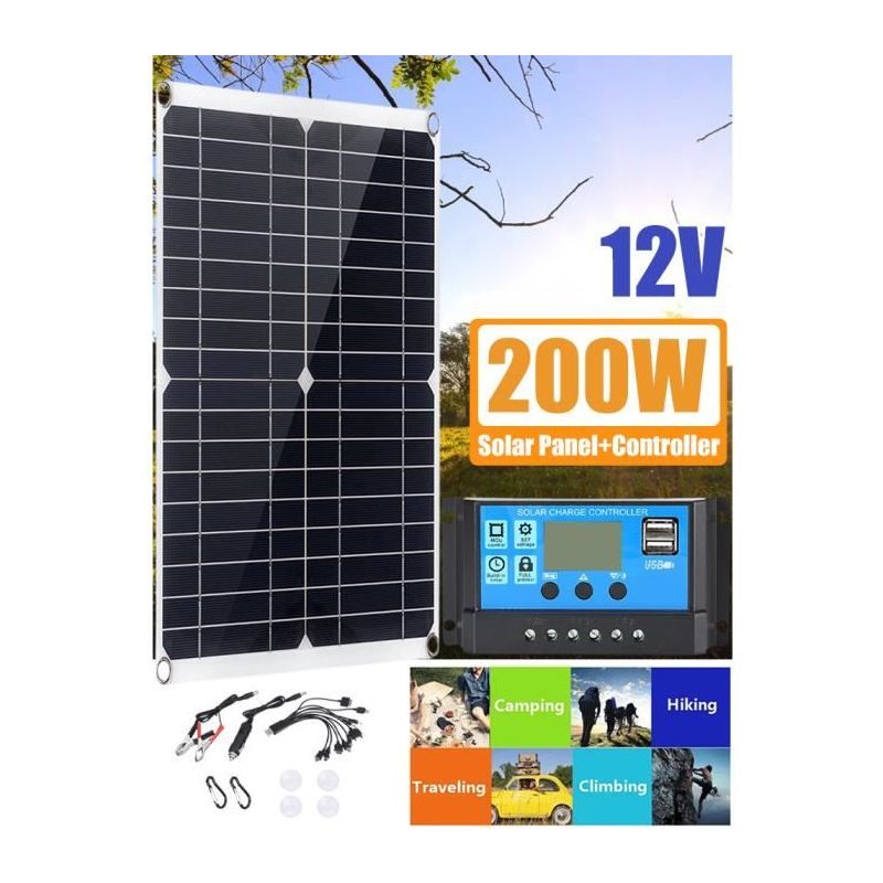 200-w-12-v-solarpanel-set + 40-a-solarladeregler, Für Wohnmobile, Camper, Vans, Boote, Flexibles Solarpanel