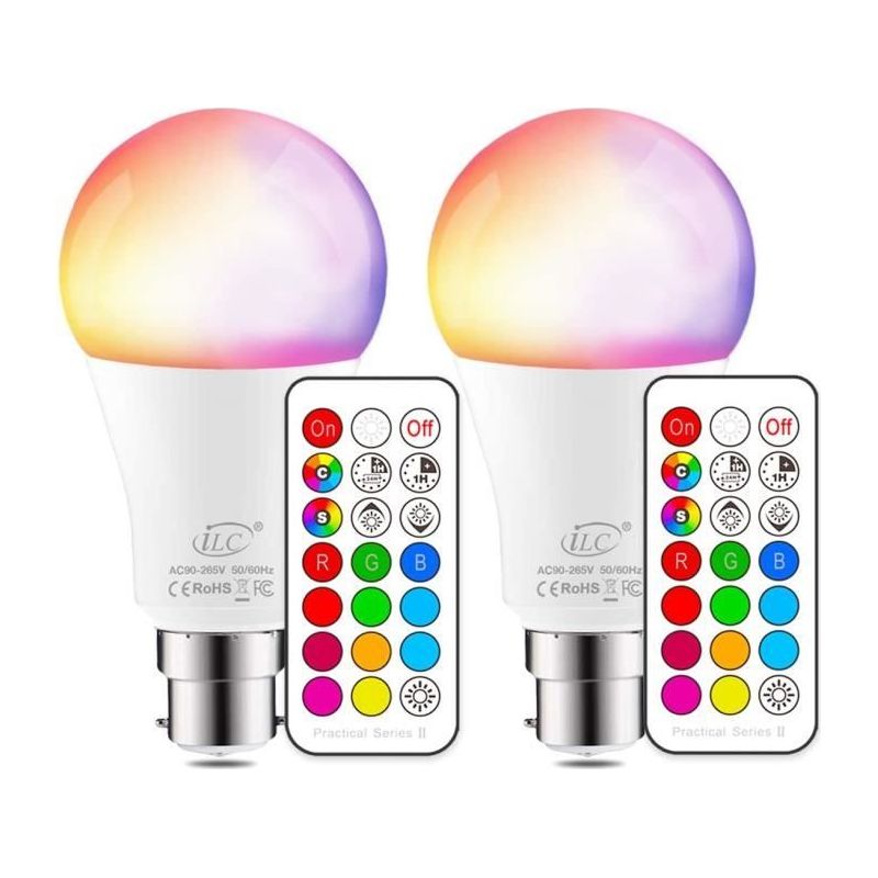 Farbwechselnde Led-lampe 10w Bajonett B22 Rgbw Dimmbare Led-lampen, 12 Farben Zur Auswahl (2er-pack)