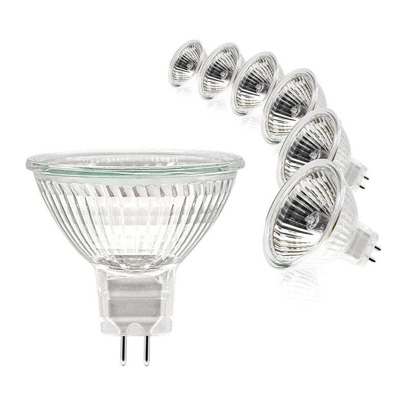 Mr16-spotlampe, 12 V, 20 W, Gu5.3-fassung, Dimmbar, Warmweiß (2700 K), Glasabdeckung, 6er-pack