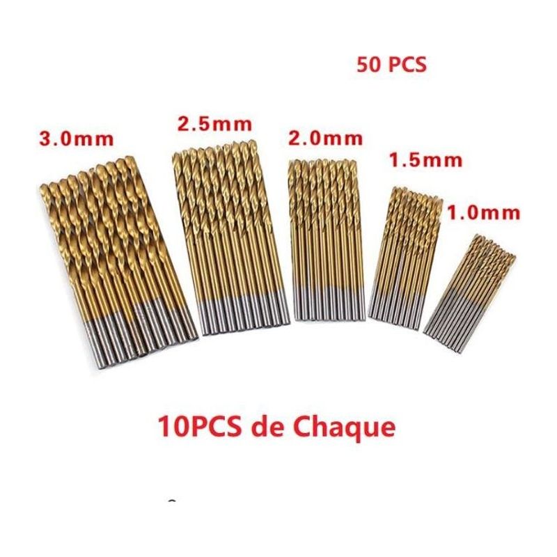 50 Stück 1-3 Mm Hss-spiralbohrer, Hochwertige Stahlbohrer Für Holz Und Kunststoff