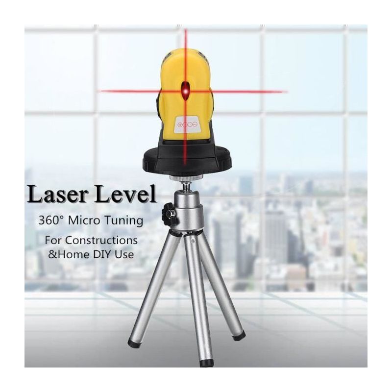 4-in-1 Laser-nivelliergerät – Lulo – Stativ – Winkelmessung – 5 M Laserprojektion – Gelber Abs-kunststoff