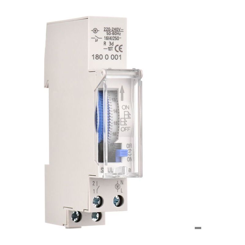 Mechanischer 24-stunden-timer, Mindesttimer 15 Minuten, Eingebauter Akku, Sul180a Ac220–240v Grau
