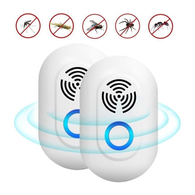 Ultraschall-mückenabwehrgerät, 2er-pack Ultraschall-steckdosenvertreiber Gegen Fliegen, Ameisen, Kakerlaken, Spinnen, Mäuse, Nagetiere, Insekten Usw.