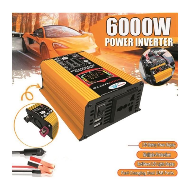 Qingque Wechselrichter - 6000w - Dc 12v Auf Ac 220v - Lcd-display - 2 Usb-anschlüsse