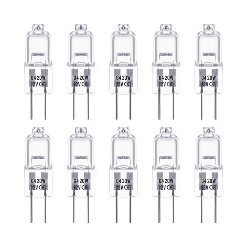 G4-halogenlampen, 12 V, 20 W, Stiftsockel, Warmweiß (3000 K), 350 Lm, Dimmbar, 10er-packung