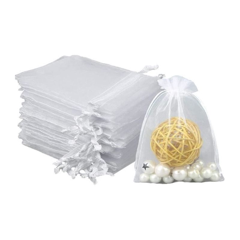 100 Stück Weiße Organzabeutel (9 X 12 Cm), Organza-geschenktüten Mit Kordelzug, Schmuckbeutel, Lavendelbeutel, Geschenkideen