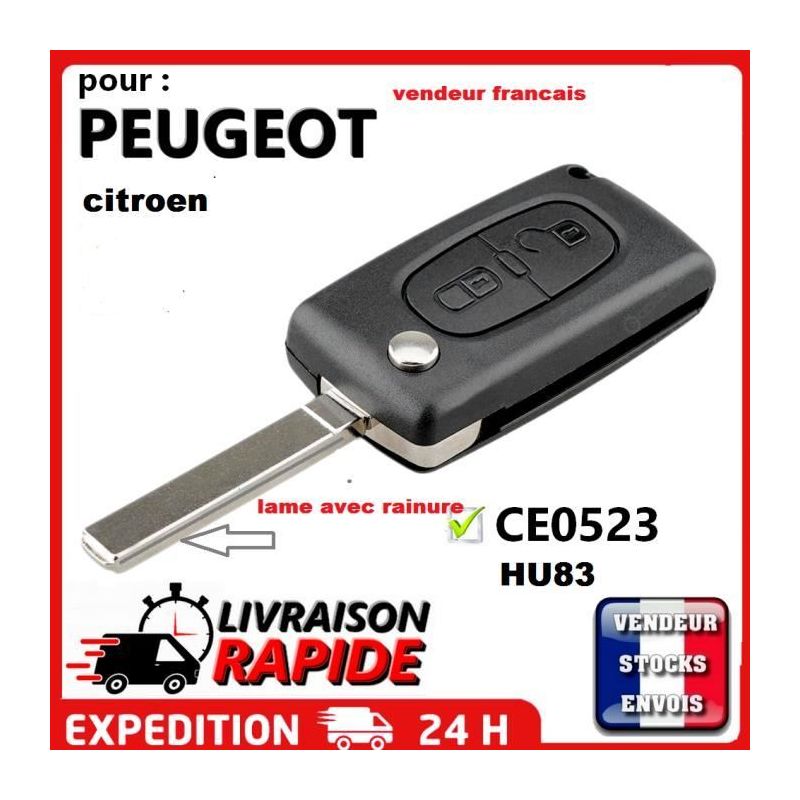 Modifiziertes Schlüsselanhängergehäuse Für Peugeot 207, 307, 308, 407, Hu83 Ce0523 Mit Nut